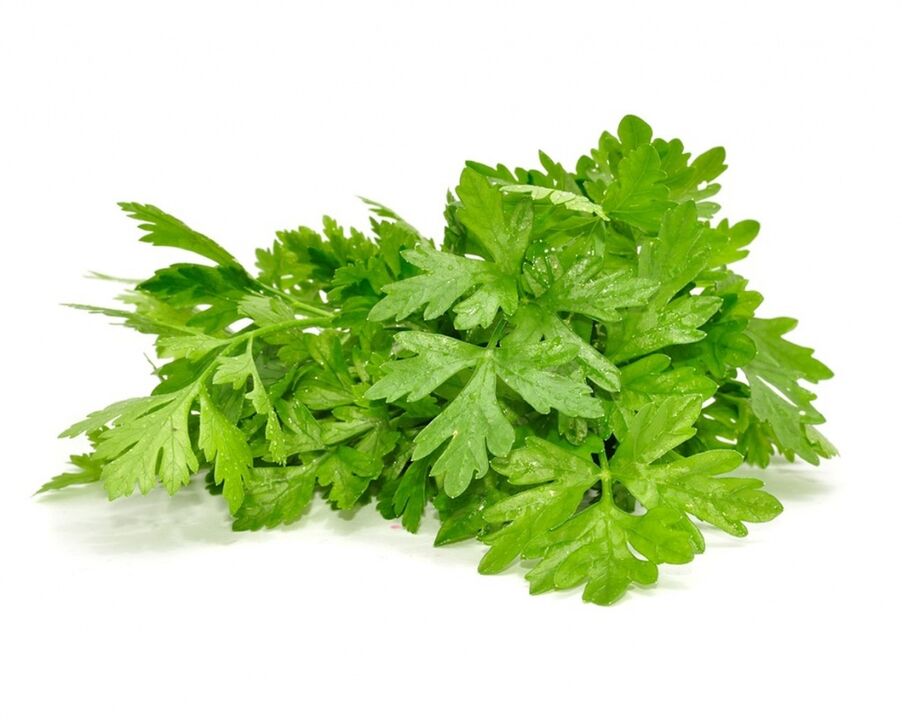 Parsley for preparing a healing decoction for prostatitis